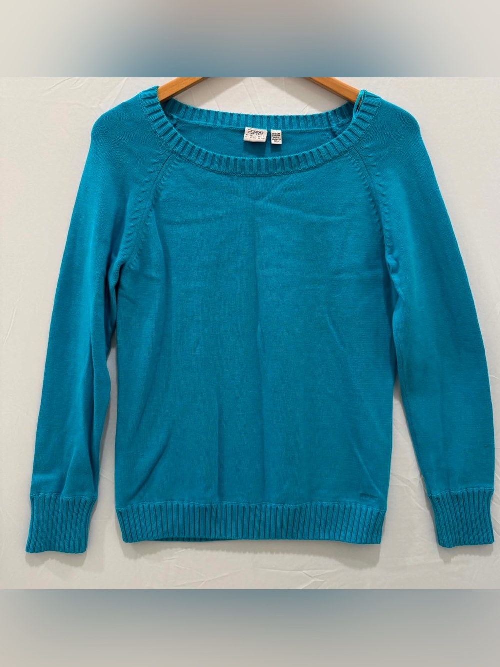 Vintage 1980s Esprit Women’s Teal Scoop Neck Lightweight Y2k Sweater XL